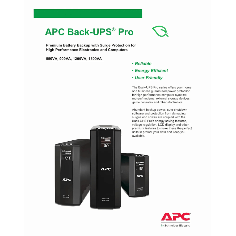 เครื่องสำรองไฟฟ้า APC 1500VA 865 วัตต์ รุ่น BR1500GI-3Y EASY UPS 3 ช่อง ป้องกัน ไฟตก ไฟเกิน